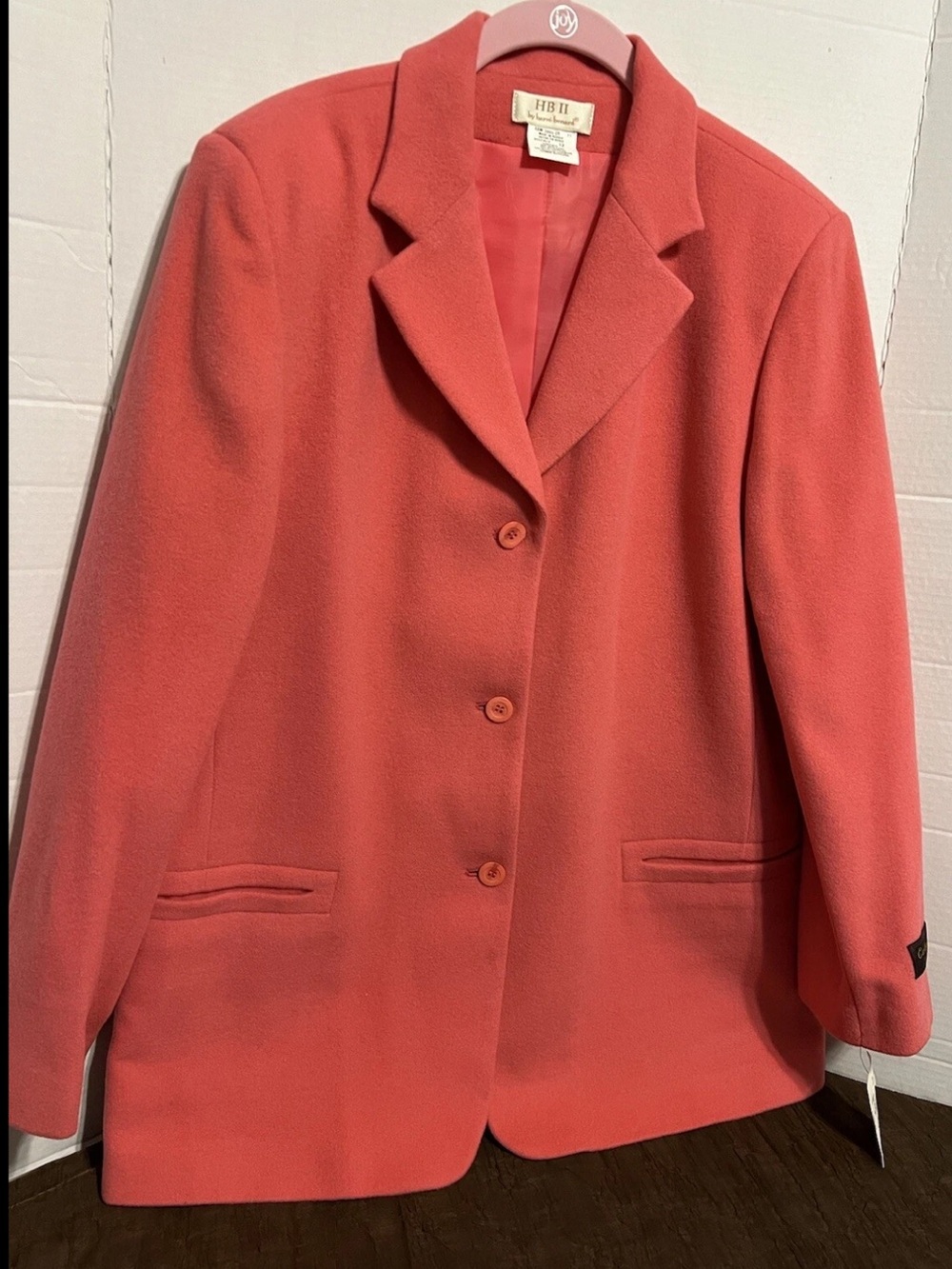 NWT Vintage HB II by Harve Benard Coral Cashmere Wool Blazer 12 Italy Fabric - Picture 16 of 16